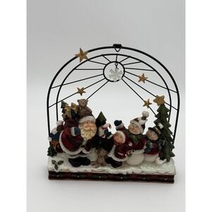 Vintage Ceramic/Metal Santa, Child, & Snowmen Carolers-Hanging or Tabletop Decor